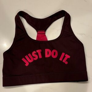 Nike Maroon Sports Bra with Pink Accents